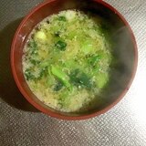 切り昆布とかき菜の味噌汁。